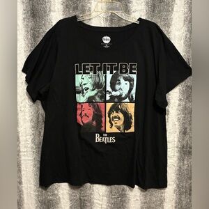 The Beatles Black T-Shirt with Colorful Graphics size 3X